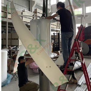 กังหันลมอุตสาหกรรมพลังงานแสงอาทิตย์ 5kW/8kW/10kW/20kW 48V/220V กังหันลมแกนตั้ง ใบพัดแก้ว/หินบะซอลต์ มอเตอร์สามเฟส R&X R&X-5000 - Product Image 4