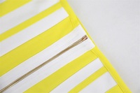 Robe bandage rayée jaune pour femme, mini-robe bustier en rayonne, épaules dénudées, taille empire, pour soirée et club