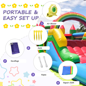 Komersial tiup rumah istana rintangan Kombo Bouncer dengan perosotan, lubang bola, hambatan, pendakian, Blower - Product Image 3