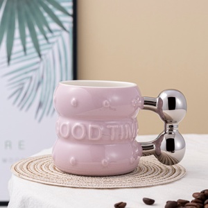 Light Luxury Silver Plated Handle 14 oz Water Milk Tea <b>Bottle</b> Ceramic Cup Beer Beverage Mug Customized Ceramic Cups - Product Image 4