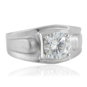Women's <b>Titanium</b> Steel <b>Ring</b> With Diamond Prong Setting Engagement Jewelry Geometric Design Steel Color - Product Image 1
