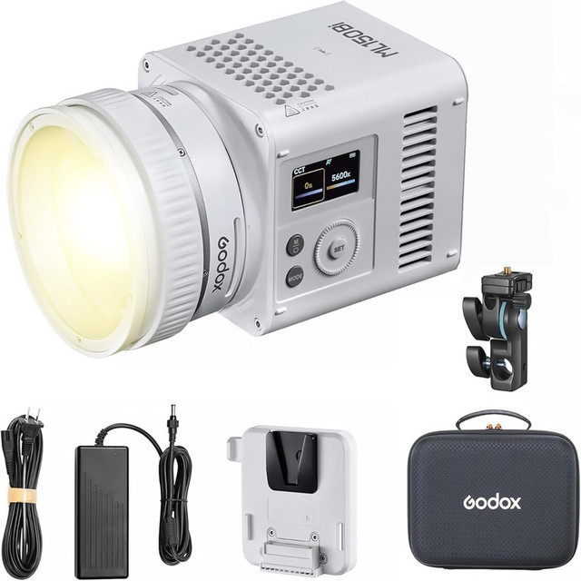 Godox ML150Bi 2800-6500K Bi-color CRI 96 TLCI 96 Onboard Wireless App DMX Control 100-240V Video Production Vlog LED Light
