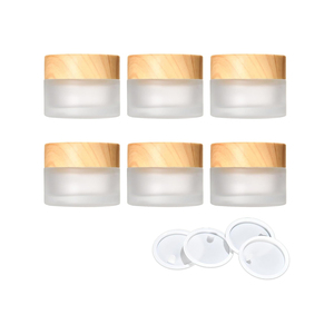 Pot cosmétique vide en verre dépoli avec capuchon en bambou, haute qualité, 5g-50g, pour crème visage, vente en gros 2023 - Product Image 1