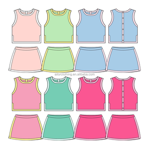 Ensemble de yoga sans manches pour filles, haut uni avec jupe intégrée et short, tenue décontractée pour le sport quotidien, personnalisation en petite série - Product Image 4