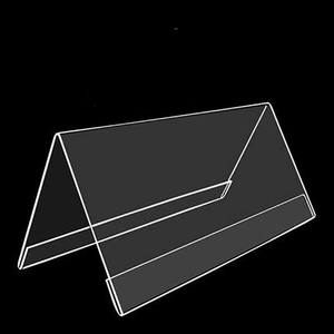 Soporte de exhibición de tarjeta de nombre de plástico acrílico transparente en forma de V, etiqueta de precio de señal de mesa para tarjeta de reunión, diseño triangular - Product Image 1