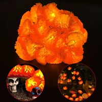 Herbruikbare oranje bloemen hangdecoratie Halloween schouwdecoratie Dia De Los Muertos Ofrenda altaar goudsbloem op batterijen