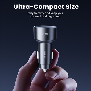 Caricabatterie da Auto Portatile Toocki PD 65W di Alta Qualità con <span class=keywords><strong>2</strong></span> Porte Type <span class=keywords><strong>C</strong></span> + 1 Porta USB, Protezione Multistrato e Funzione Luminosa per Telefoni Cellulari - Product Image 4