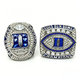2025 ACC Duke <span class=keywords><strong>Blue</strong></span> Devils Futbol Sun Bowl Şampiyonluk Yüzükleri Seti, Ahşap Kutulu Alaşımlı Yapay Elmaslı Erkekler İçin Takı - Product Image 1