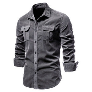 New <strong>Men's</strong> Spring and Autumn Fashion Business Slim Lapel Button <strong>Coat</strong> Casual Shirt <strong>Long</strong>-sleeved Solid Color Shirt - Product Image 3