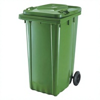 Poubelle à roulettes en plastique de 240 L, bac à déchets ouvert, poubelle carrée avec couvercle pour usage extérieur