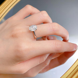 925 plata esterlina 8x10mm corte ovalado solitario Cubic Zirconia CZ boda promesa anillos para ella - Product Image 3