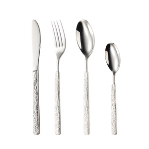Set di posate in acciaio inossidabile 304 martellato con Texture di pietra manico coltello forchetta cucchiaio ristorante Hotel <span class=keywords><strong>argenteria</strong></span> - Product Image 5