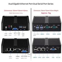 Mini PC de Bajo Consumo Sin Ventilador Intel I7-5500U J1900 J6412 N2840, Host Industrial Integrado con Doble LAN para Uso en Oficina, Hogar e Industria