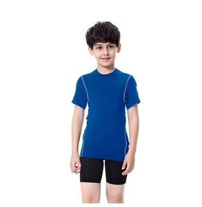 Haute élastique enfants garçons filles séchage rapide vêtements de sport basket-ball Fitness course entraînement t-shirt Sport Compression serré t-shirts - Product Image 4