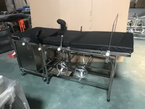 DR-207 Venta caliente Cama de entrega de hospital portátil de acero inoxidable Mesa de ginecología manual