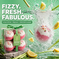 Bombe de bain effervescente artisanale au beurre de karité et à la citronnelle, hydratante et rafraîchissante, pour tous types de peaux, OEM ODM 100g