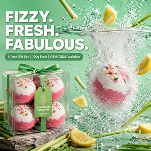Bombe de bain effervescente artisanale au beurre de karité et à la citronnelle, hydratante et rafraîchissante, pour tous types de peaux, OEM ODM 100g - Product Image 4