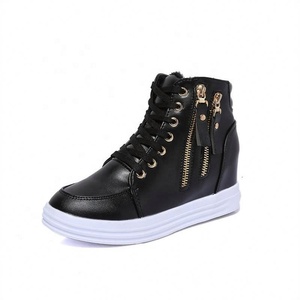 New Inner Height Increase Women's <strong>Round</strong> <strong>Toe</strong> Thick Bottom High-top Lace up Casual Sports <strong>Shoes</strong> Factory Wholesale - Product Image 5
