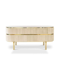 Meuble de salon moderne de luxe léger Shengxuan, console de salle à manger et de chambre à coucher en laiton fait main, armoire haut de gamme durable à panneaux surélevés