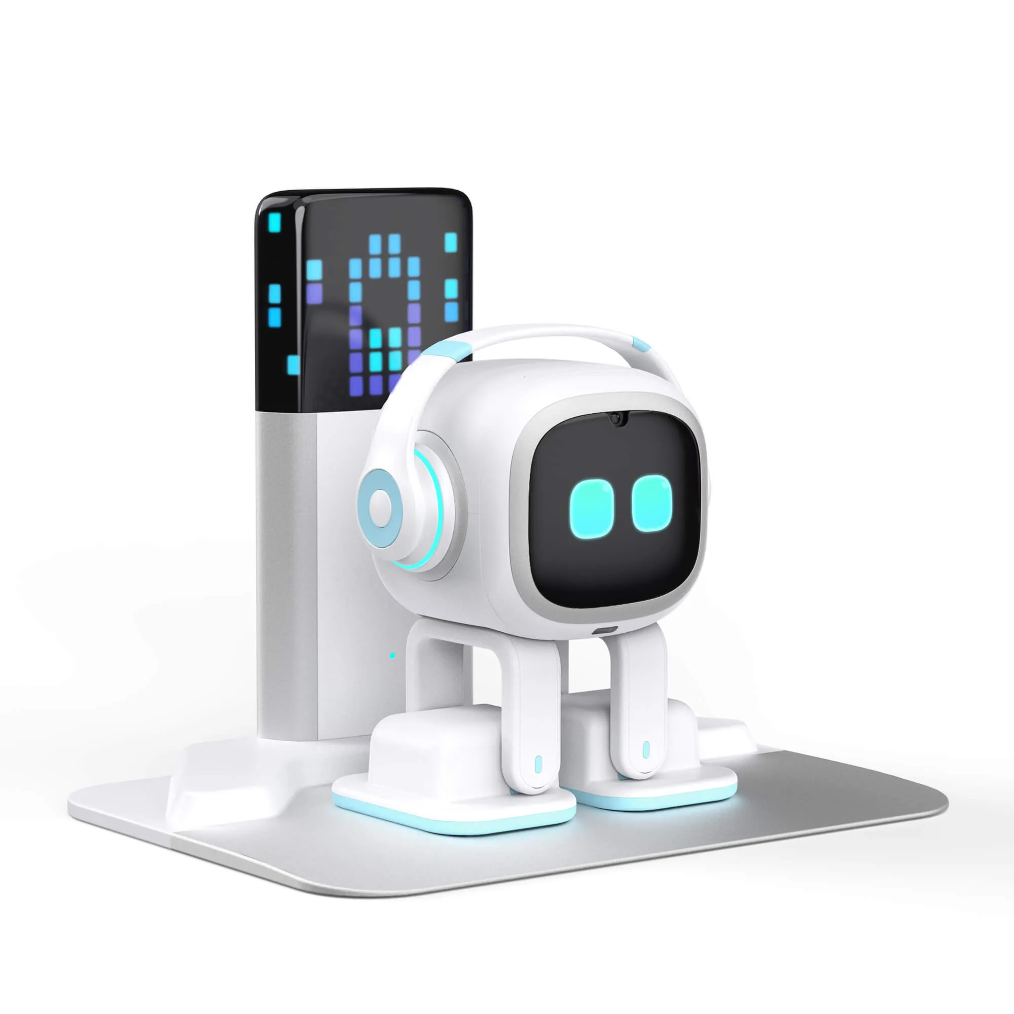 【ほぼ未使用】 EMO White Robot+EMO GO セット Cute White EMO Robot Pet with Charging Station & Voice AI