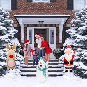 Décorations de jardin de Noël, panneaux de Noël pour l'extérieur avec piquets, panneaux de Noël pour la pelouse avec Père Noël, bonhomme de neige, renne - Product Image 5
