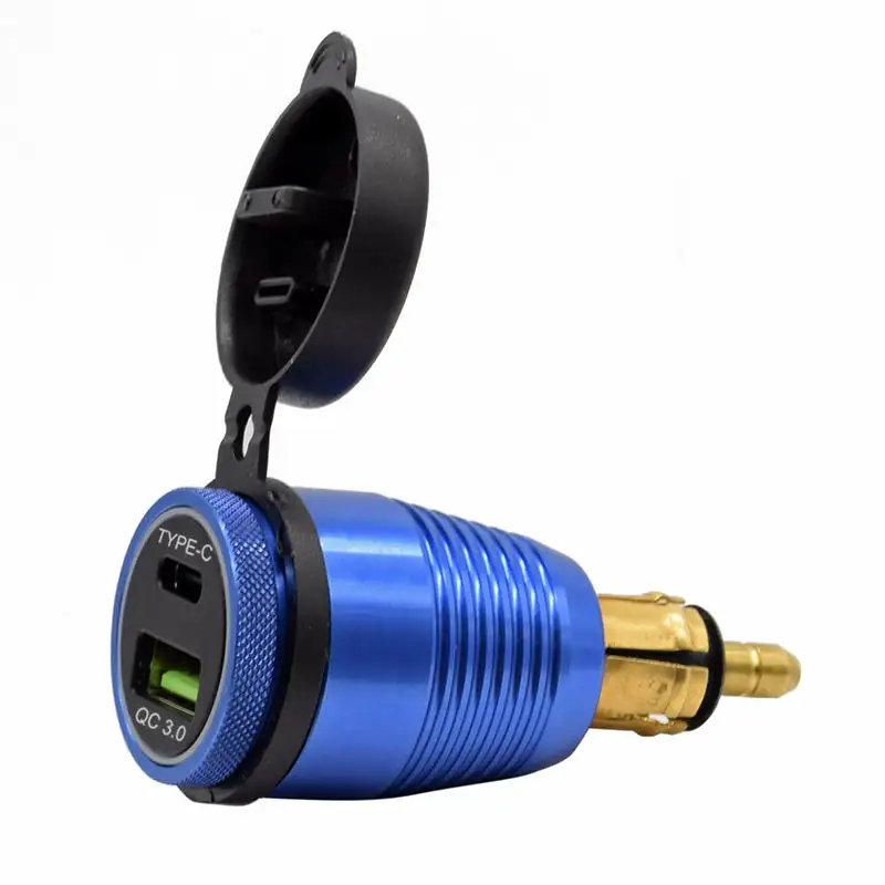 DIN Hell Powerlet Plug to Quick Charge 3.0 USB Charger & Type C Power Delivery Adapter for BMW Motorcycle