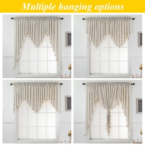 Bindi di lusso in tinta unita <span class=keywords><strong>per</strong></span> la casa con nappa in lino testurizzato Swag puro oscurante tenda mantovana <span class=keywords><strong>per</strong></span> la <span class=keywords><strong>cucina</strong></span> delle fattorie - Product Image 6