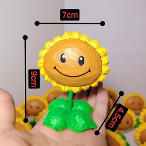 Ornement en bois sculpté Tournesol Plant Vs Zombies en bois de tilleul, lot multi-pièces, décoration de salon - Product Image 2