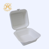 Boîte à hamburger biodégradable en bagasse de canne à sucre de 6 à 7 pouces, emballage pour plats à emporter, boîte à sushi, nourriture pour bébé