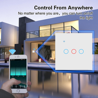 Interruptor WiFi Tuya con Certificación CE FCC RoHS EC-RED, Requiere Cable Neutro, Interruptor de Luz Táctil de Vidrio Templado con Inducción WiFi 2.4G, 86x86x35mm