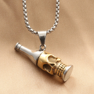 Skull Bottle Pendant Stainless Steel Themed Pendants Men's Fashion Gift Jewelry Retro Punk Style - Product Image 3