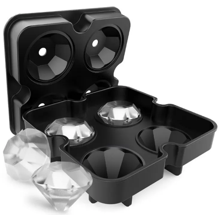 Amazon top seller BPA Free Diamond Shaped Silicone Ice Cube Tray Molds With Lid For Ice Whiskey Candy