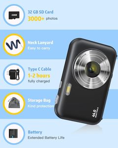 กล้องถ่ายรูปดิจิตอลสำหรับเด็ก Sonida ความละเอียดสูงสุด 48MP 1080p มินิวิดีโอบล็อก หน้าจอสี 2.4 นิ้ว ตรวจจับใบหน้า 16 เท่า บันทึกภาพยิ้ม กล้องน่ารักสำหรับเด็ก - Product Image 5