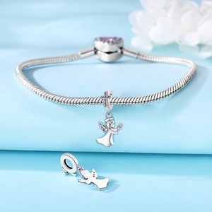 <b>Cute</b> White Brass Cross Angel Zircon Charms Exquisite Religious Style Unisex DIY Jewelry Pendant Set - Product Image 5