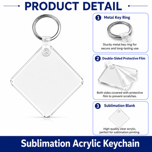 Llaveros Acrílicos Sublimables en Forma de Diamante y Círculo, Precio de Fábrica, al por Mayor, para Personalizar con Fotos, para Promocionales - Product Image 3