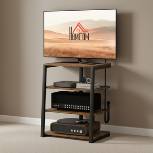 Mobiletto porta TV Homcom Rustic Brown 28 pollici con ripiani regolabili per soggiorno - Product Image 2