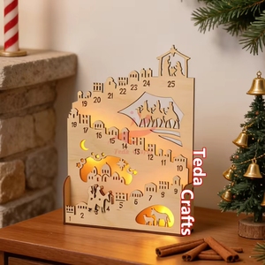 Boîte lumineuse <span class=keywords><strong>de</strong></span> compte à rebours <span class=keywords><strong>de</strong></span> Noë<span class=keywords><strong>l</strong></span>, décoration <span class=keywords><strong>de</strong></span> la Sainte Nuit, <span class=keywords><strong>calendrier</strong></span> <span class=keywords><strong>de</strong></span> <span class=keywords><strong>l</strong></span>'<span class=keywords><strong>avent</strong></span> en bois découpé au laser à faire soi-même - Product Image 3