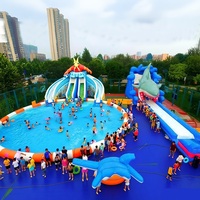 Promotion : Grand parc aquatique gonflable avec toboggan, piscine mobile autoportante, structure de jeu extérieure et château gonflable