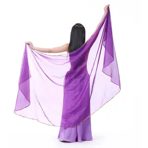 Bufanda de gasa de medio círculo para danza del vientre, pañuelo de mano de 250x120cm