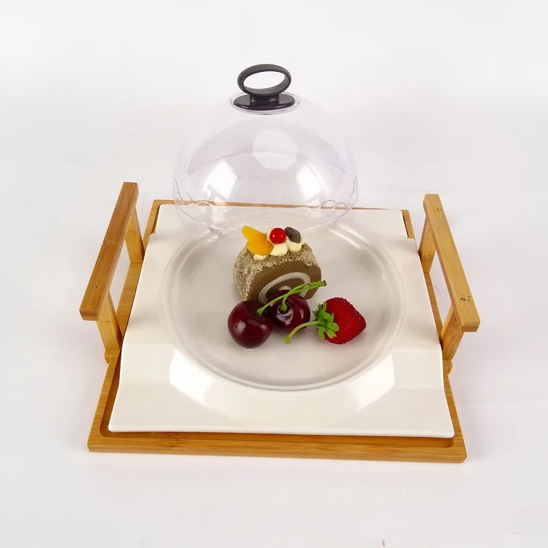 Wooden Plates For Restaurants Serving Stand
