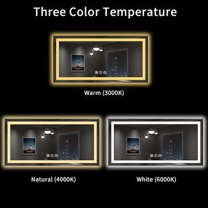 <span class=keywords><strong>Miroir</strong></span> de salle de bain intelligent à LED rétroéclairé rectangulaire anti-buée à écran tactile de style moderne, <span class=keywords><strong>miroir</strong></span> de vanité de salle de bain avec lumière - Product Image 5