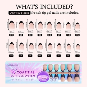 XCOATTIPS Faux Ongles à Presser Courts Amande X-Coat, Fournitures en Gros, Noirs French, en Gel Souple Plus Épais - Product Image 6