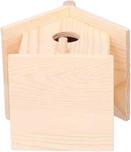 Cage à oiseaux en bois poli, fabrication personnalisée, bricolage, vente en gros, nid d'oiseau, avec crochet - Product Image 4