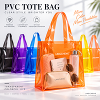 Sac fourre-tout de plage en PVC transparent imperméable, durable, avec logo personnalisé, couleur bonbon, pour les voyages et la plage