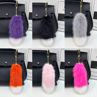 Pendentif queue de renard en fourrure, breloque en peluche bicolore, sangle de téléphone, porte-clés de voiture, ornement de sac, petit renard spirituel semi-fait main