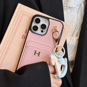 Étui de téléphone antichoc DYL pour 17 Pro Max, style streetwear mince, avec motif cheval à bascule mignon, portefeuille en cuir véritable, <span class=keywords><strong>coque</strong></span> arrière - Product Image 2