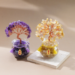 ต้นไม้เงินคริสตัลธรรมชาติรูปทรงตู้ปลา ซิทริน อเมทิสต์ ของตกแต่งบ้านตามหลักฮวงจุ้ย ขายส่ง - Product Image 4