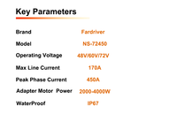 Contrôleur de moteur CC 72V pour véhicule électrique avec protection IP67, puissance de sortie de 14,4 kW et courant de 200A/450A