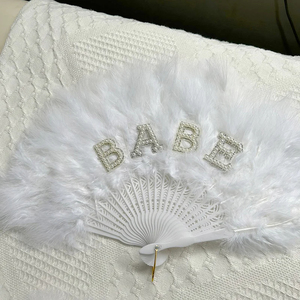 พัดลมฟูฟ่องสำหรับเจ้าสาว, พัดสำหรับงานแต่งงานเจ้าสาวอุปกรณ์ประกอบฉากปาร์ตี้สละโสดเสบียงงานปาร์ตี้สละโสดรามะดานของขวัญสำหรับการขอแต่งงาน - Product Image 5