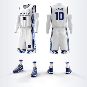 Ensemble d'uniformes de basket-ball personnalisés USA avec motif latéral |    Sublimation respirante |   Lycée / Université |   Délai de livraison rapide - Product Image 1